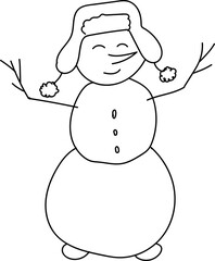 Vector doodle holiday snowman in a winter hat