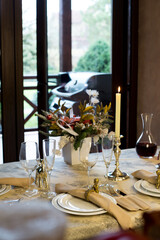 Christmas table set for a dinner
