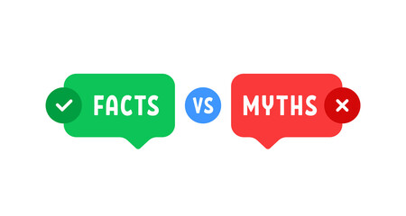 green and red bubbles with myths vs facts