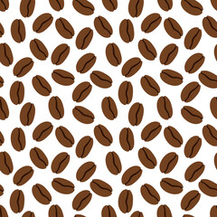 Obraz premium Brown coffee beans. Coffe seamless vector pattern. Suitable for wrapping paper, fabric printing, coffee shop, restaurant, cafe