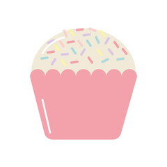 cupcake of a pink color on white background