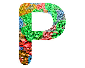 p letter logo, Alphabet Colorful Rain drops Abc, 3d illustration	