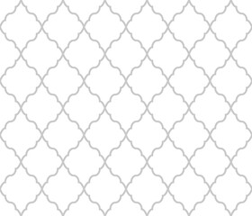 Abstract geometry pattern in Arabian style. Seamless vector background. White and gray graphic ornament. Simple lattice graphic design.