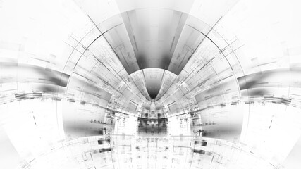 3D illustration of abstract fractal for creative design looks like modern city techno structure.