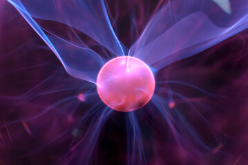 Plasma ball with smooth magenta-blue flames
