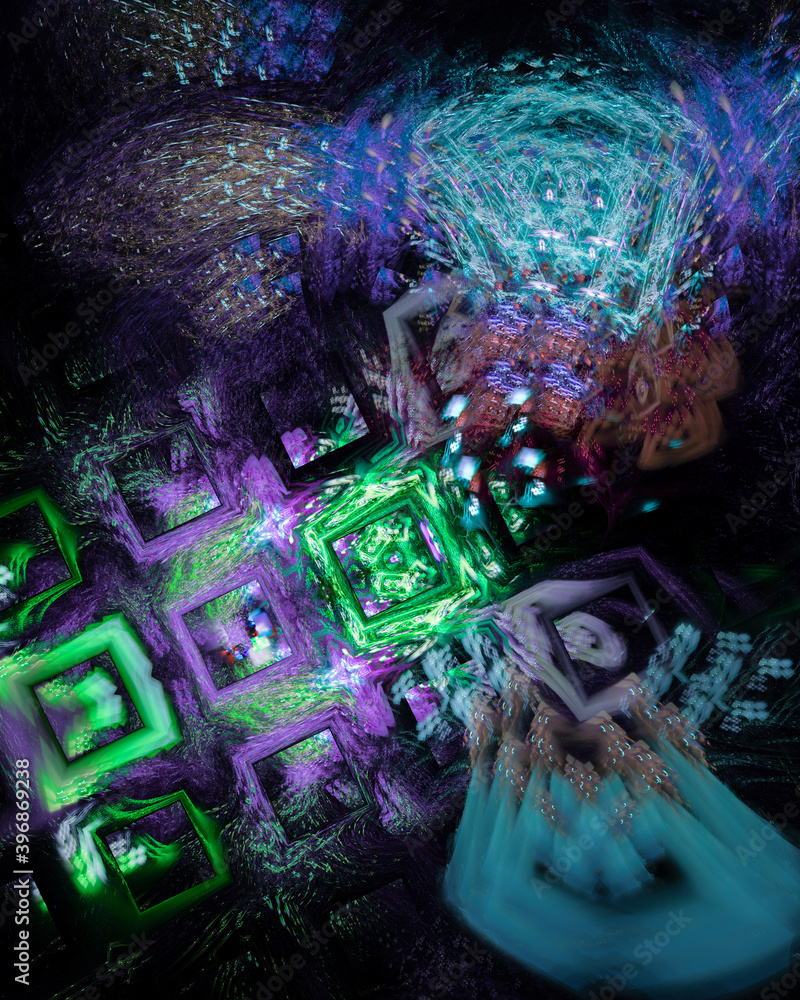 Aufkleber imitation of a colorful knitted pattern on a black background. blurred abstract fractal background. 