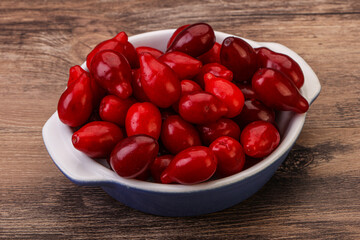 Sweet and ripe cornel berries