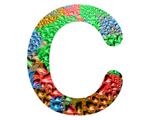 Fototapeta premium c letter logo, Alphabet Colorful Rain drops Abc, 3d illustration 