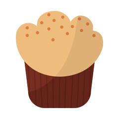 cupcake with ligth brown frosting on white background