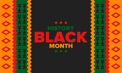 Black History Month. African American History. Celebrated annual. In February in United States and Canada. In October in Great Britain. Poster, card, banner, background. Vector illustration