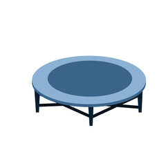 Trampoline. Sports equipment for jumping. Blue Toy for recreation and children entertainment. Flat cartoon illustration isolated on white background