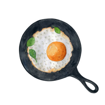Hand painted watercolor Breakfast scrambled eggs