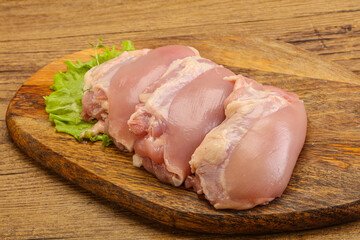 Raw chicken boneless and skinless leg