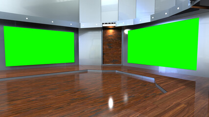 Backdrop For TV Shows .TV On Wall.3D Virtual News Studio Background, 3d illustration
