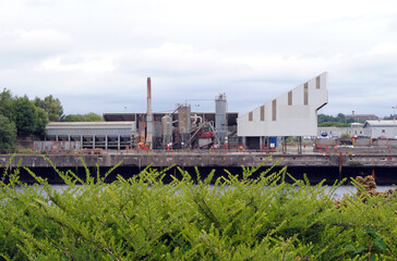 Riverside Industrial Buildings and Bushes 