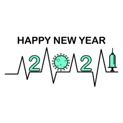 Happy New Year 2021 Covid 19 and Vaccine Concept