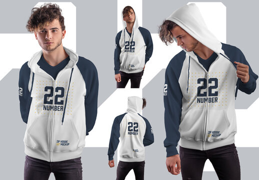 4 Mockups Men's Zip Hoodie