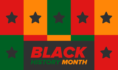 Black History Month. African American History. Celebrated annual. In February in United States and Canada. In October in Great Britain. Poster, card, banner, background. Vector illustration