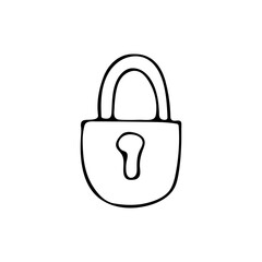 Doodle lock icon in vector. Hand drawn lock icon in vector