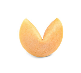 Traditional homemade fortune cookie isolated on white