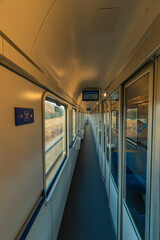 Obraz premium Corridor in fast expres train in Czech republic