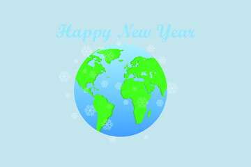 planet in snowflakes, Happy New Year on a light background, vector illustration
