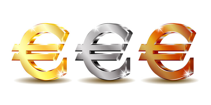 Set of sign euro currency. Vector illustration isolated on white