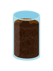 glass of dark coffee on white backgorund