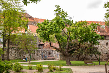 Fototapeta na wymiar ZAGREB, CROATIA - April 12, 2014: View of a park Opatovina in Zagreb