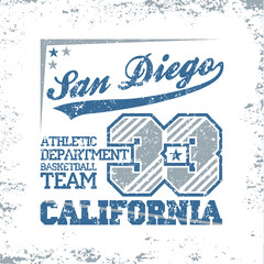 San Diego CA, fashion Typography, sport emblem design, Number with floral ornament