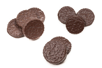 Chocolate cookies isolated on white.