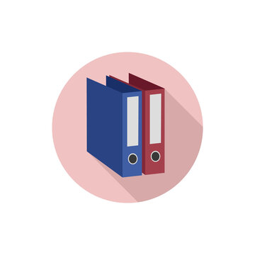 blue and red binders on pink circle