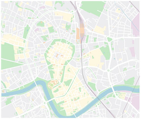 Cracow map Krakow mapa vector city center