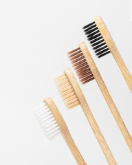 Bamboo toothbrushes, white, beige, brown, black