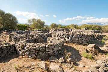 Ancient megalithic Serra Orrios Nuragic Village in Dorgali, Sardinia, Italy
