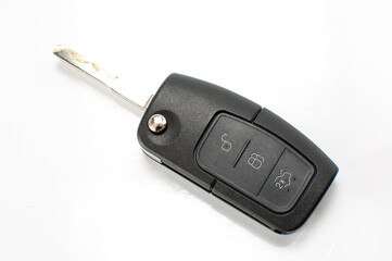 Car key with remote control isolated on white