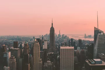 Fotobehang Afbeelding van het Empire State Building tijdens zonsondergang, NYC, Verenigde Staten van Amerika. © Ana