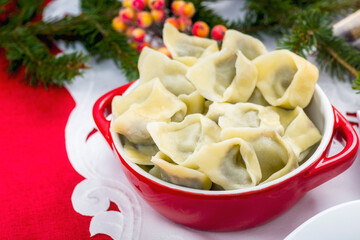 red borscht with dumplings