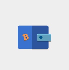 Bitcoin Wallet Icon. Flat design. Concept of crypto currency and blockchain.
