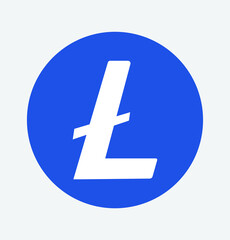 Litecoin Icon. Crypto currency blockchain symbol on white background. 
