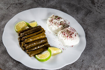 Traditional Turkish Dolma with Yogurt