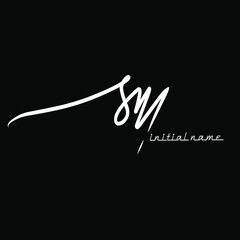 Sm initial handwriting or Sm handwritten logo for identity