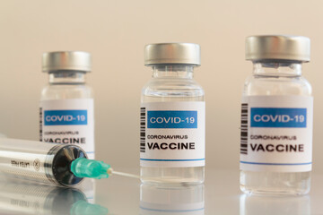 Syringe and Injection Vial with Covid-19 coronavirus vaccine