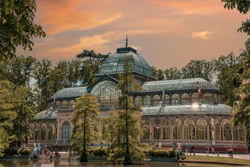 Papier Peint photo Madrid palacio de cristal del parque del retiro en madrid