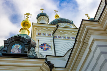 FOROS, CRIMEA - SEP. 2014: Church of the Resurrection of Christ on the Red Rock, Foros
