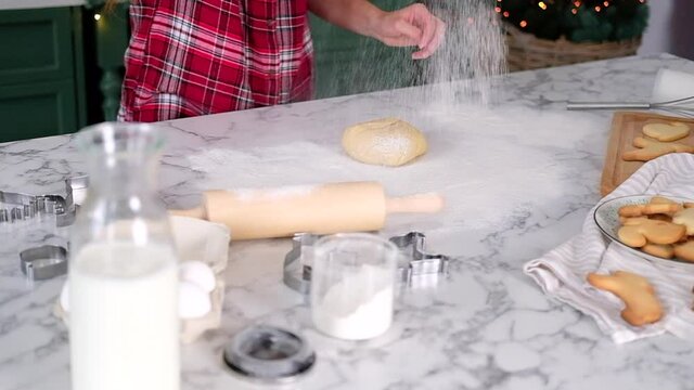 The process of making Christmas cookies close up.