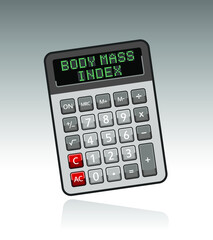 body mass index, calculator isolated on white, vector illustration 