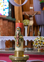 Easter Candle burning, symbol of the Resurrection of Christ