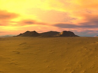 Fototapeta na wymiar A beautiful and inspirational desert mountain landscape at sunset