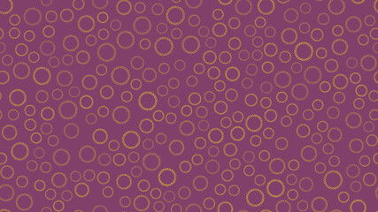 Texture seamless pattern of many multicolored simple round abstract carved bubbles circles of geometric shapes of gears with sharp edges on a purple background. illustration